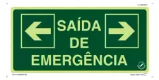 imagem do produto Placa de Sinalização Saída de Emergência  Esquerda Direita Fotoluminescente 13x26 CM Certificada norma ABNT 16820 - SEDE