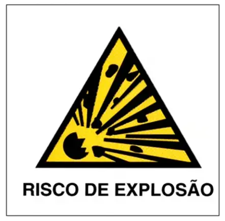 imagem do produto Placa de Sinalização Risco de Explosão Fotoluminescente 20x20 CM Certificada norma ABNT 16820 - A3