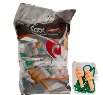 imagem do produto Protetor Auricular Auditivo Camper Tipo Plug Laranja Com Cordão Verde 17DB CA 49710 Pacote com 50 Unidades