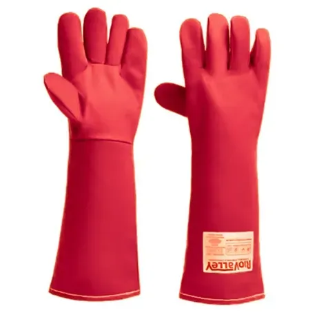 Luva de Proteção Térmica 5 Dedos Vermelha Até 350º Rio Valley Radiant Heat Punho Longo 45 CM CA 28689