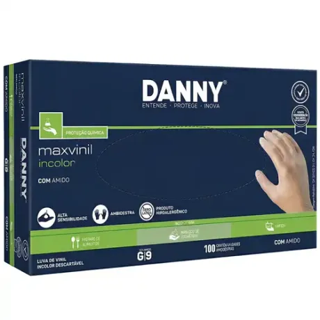 Luva de Vinil Danny MaxiVinil DA-301CA Com Amido Transparente 100 Unidades CA 21120