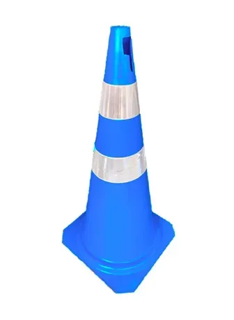Cone de Sinalização Com Faixas Refletivas em Polipropileno Rígido Azul e Branco 75 CM